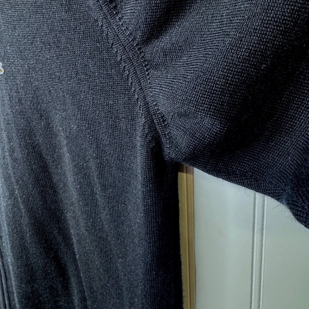 90's Lacoste Double Zip Sweater Black Wool Mock Neck Cardigan Men's Size 6 XL